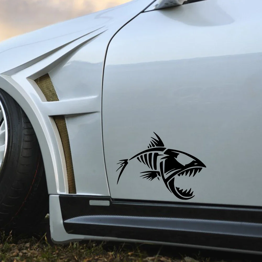 Skeleton Fish Sticker Car Fisherman Graphics Window Truck Windshield Body Boat Fishbone Vinyl Film Decals Waterproof Decoration