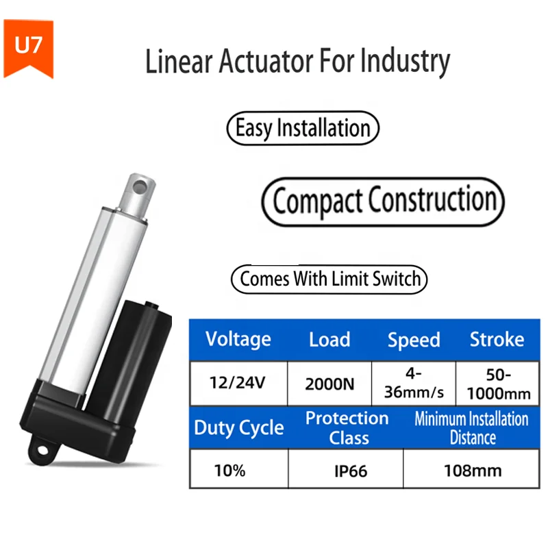 Heavy Duty Remote Control Dc 12V 24V AC 120V 220V Recliner Medical Chair Industrial Solar Tracker Electric Linear Actuator