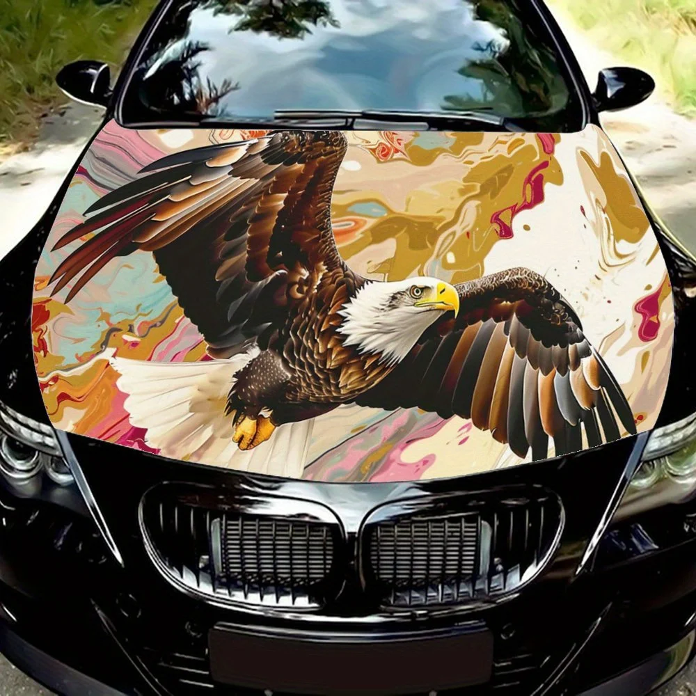 

Наклейка на капот автомобиля Eagle Flying High, самоклеящаяся наклейка на капот из ПВХ, декор, устойчивая к царапинам наклейка, защита, автоаксессуары, подарок