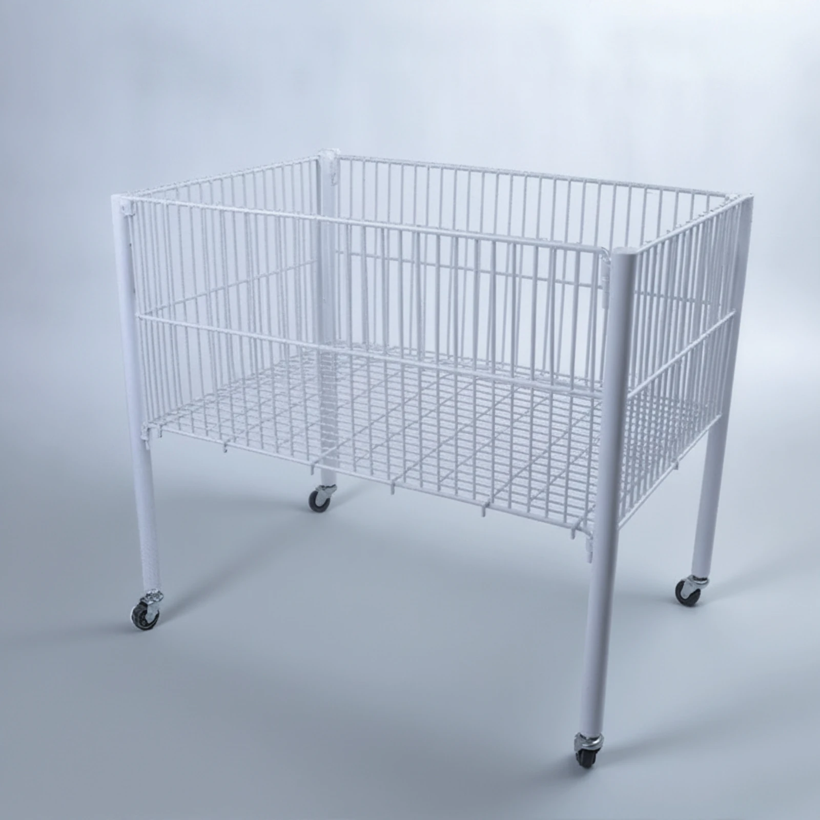 Wire Storage Basket with Wheels Breathable Rolling Wire Basket Cart Metal Rolling Utility Cart Wheeled Industrial