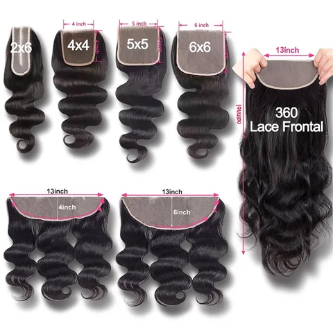 Body Wave 13x6 Lace Frontal Only 2x6 Lace Closure 4x4 5x5 6x6 Transparent Swiss Lace Closure 360 Lace Brazilian 100% Human Hair
