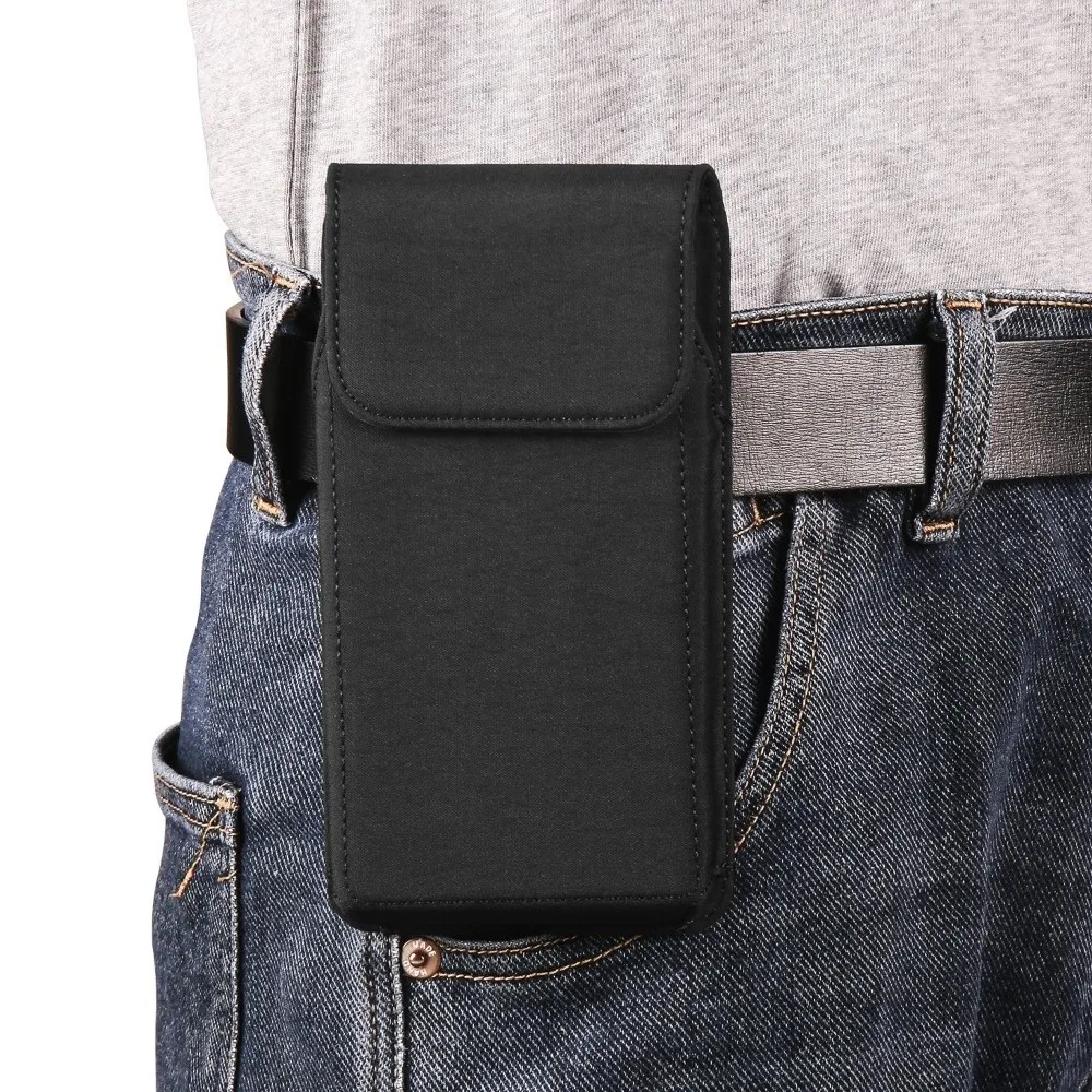 Coin Purse With Hook Mobile Phone Pouch Single-layer Waterproof Phone Belt Clip Bag Black Vertical Phone Belt Hanging Pouch Men