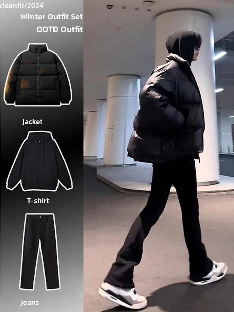 

Мужские джинсы Bla Fce с прямым кроем и подкладкой, зимние, повседневные, в американском стиле, молодежные, трендовые, из хлопка с добавлением стрейча