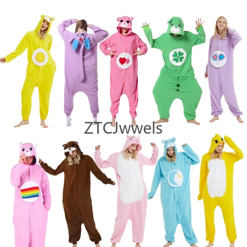 Cute Sun Bear Cosplay Hooded Pajamas Bodysuit Warm Animal Onesie for Adult Couple Home Role Play view 2