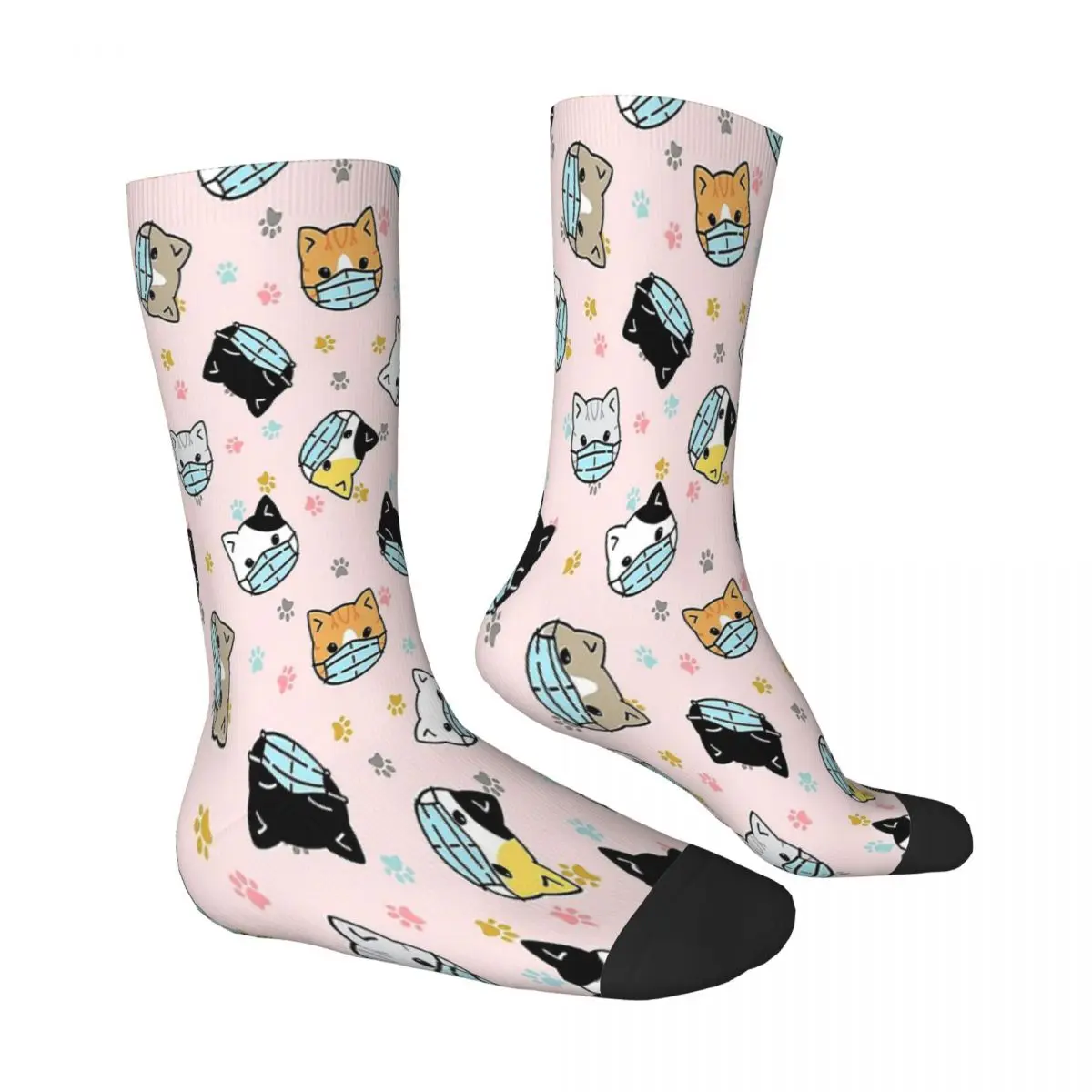 Kawaii Cat Quarantine Pink Medical Doctor Socks Male Mens Women Summer Stockings Printed