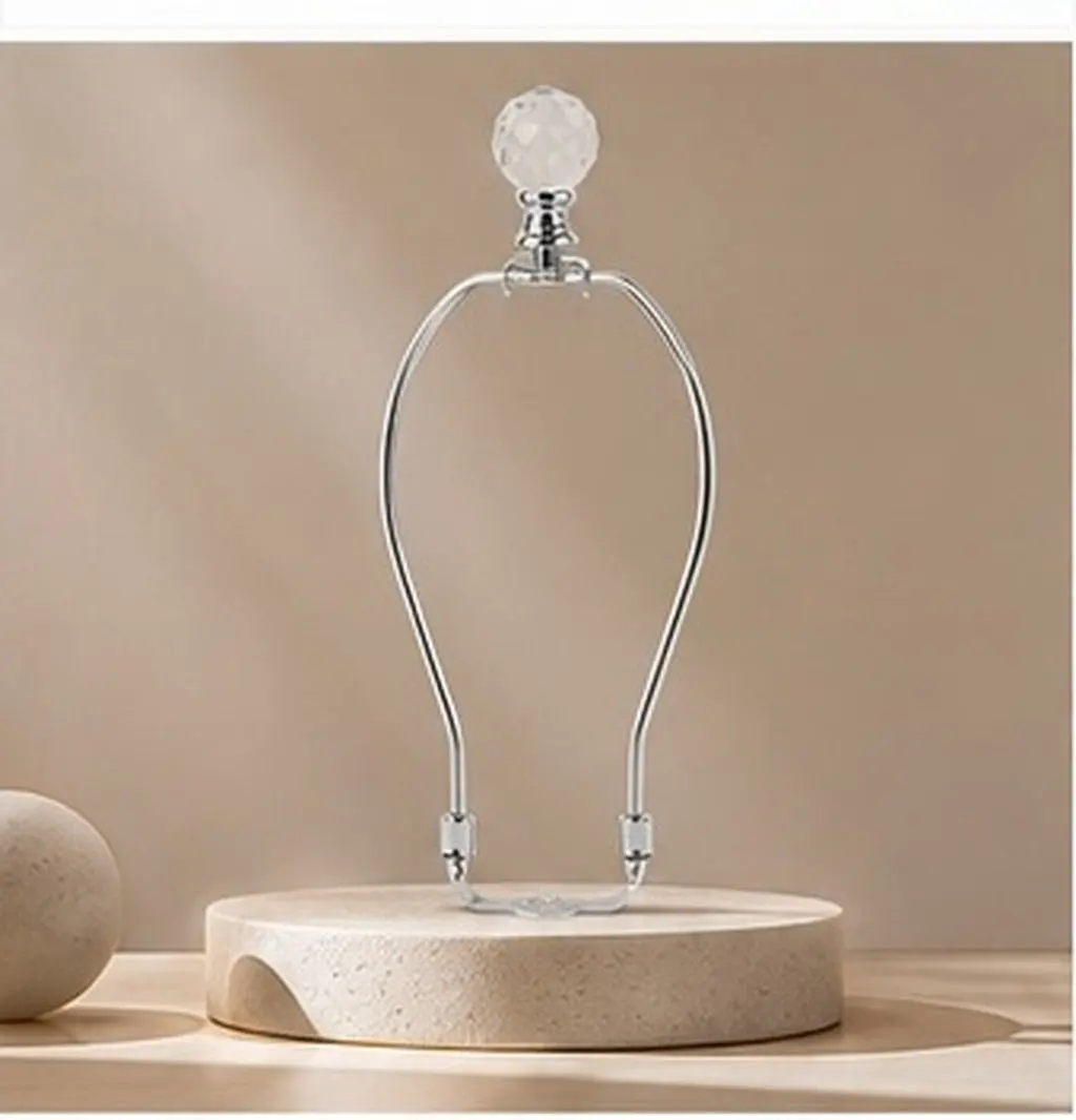 1Set Metal Crystal Lamp Harp Holder Silver Polished Lampshade Bracket for Table Floor Desk Lamp Repair DIY Lighting Accessories
