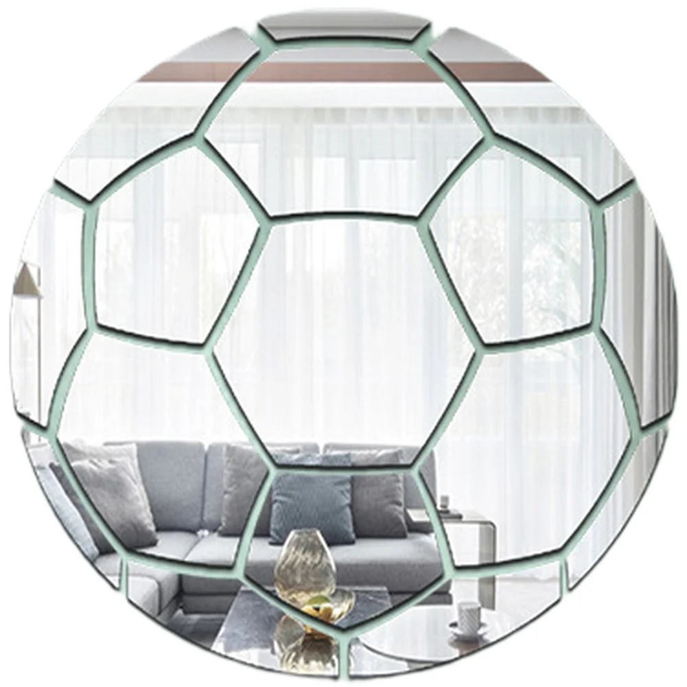 Football Mirror Wall Decal - Reflective for acrylic Sticker for Living Room Bedroom Playroom - 30x30cm 23x23cm 15x15cm Indoor