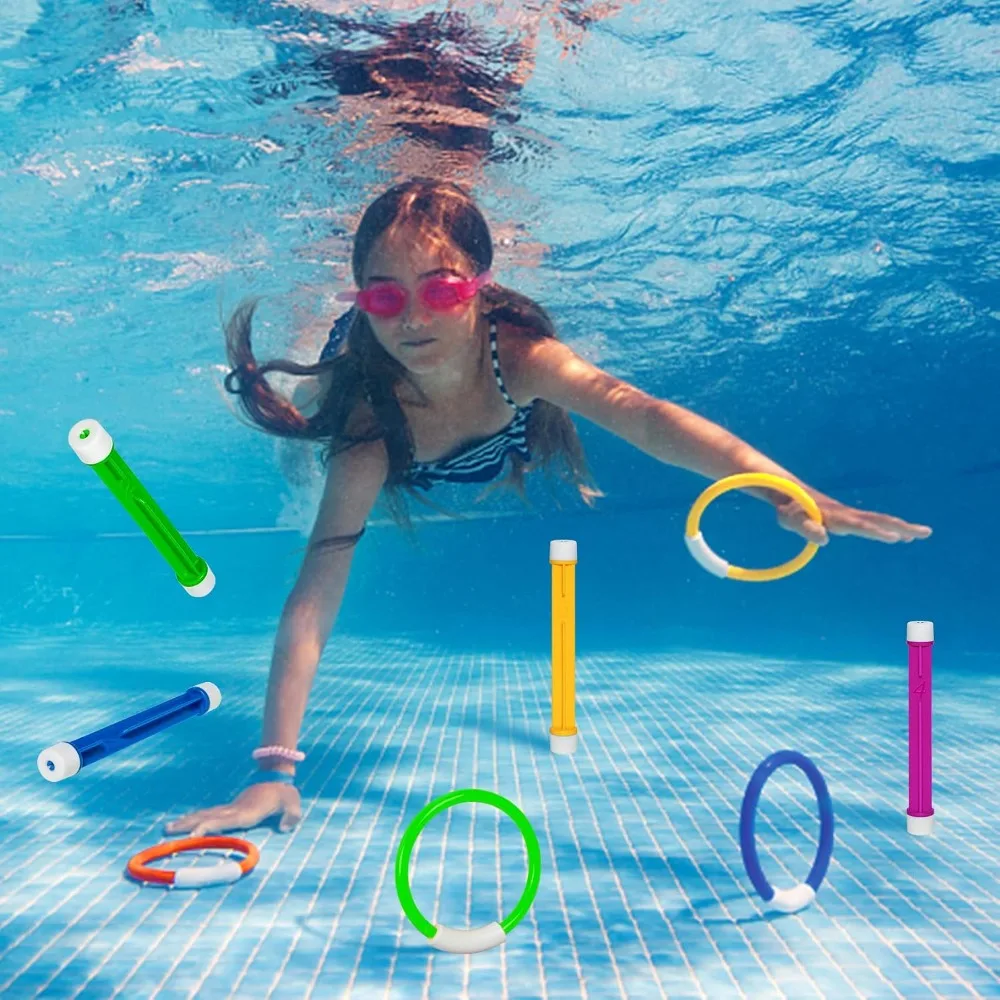 10pcs Underwater Pool Toys for Kids Ages 3+, Summer Training Swim Pool Diving Toys Set for Fun Water Games
