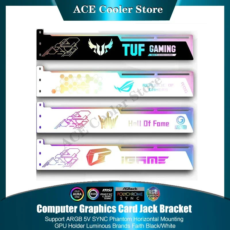 Computer Graphics Card Jack Bracket Support ARGB 5V SYNC Phantom Horizontal Mounting GPU Holder Brands Faith Black/White