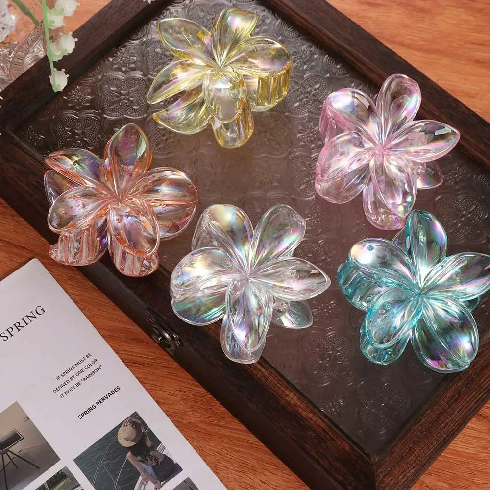 

Sweet Hairpin Flower Hair Clip Grab Clip Plastic Transparent Hair Clip Beach Headwear Plastic Shark Clip Large Hair Claw Girls
