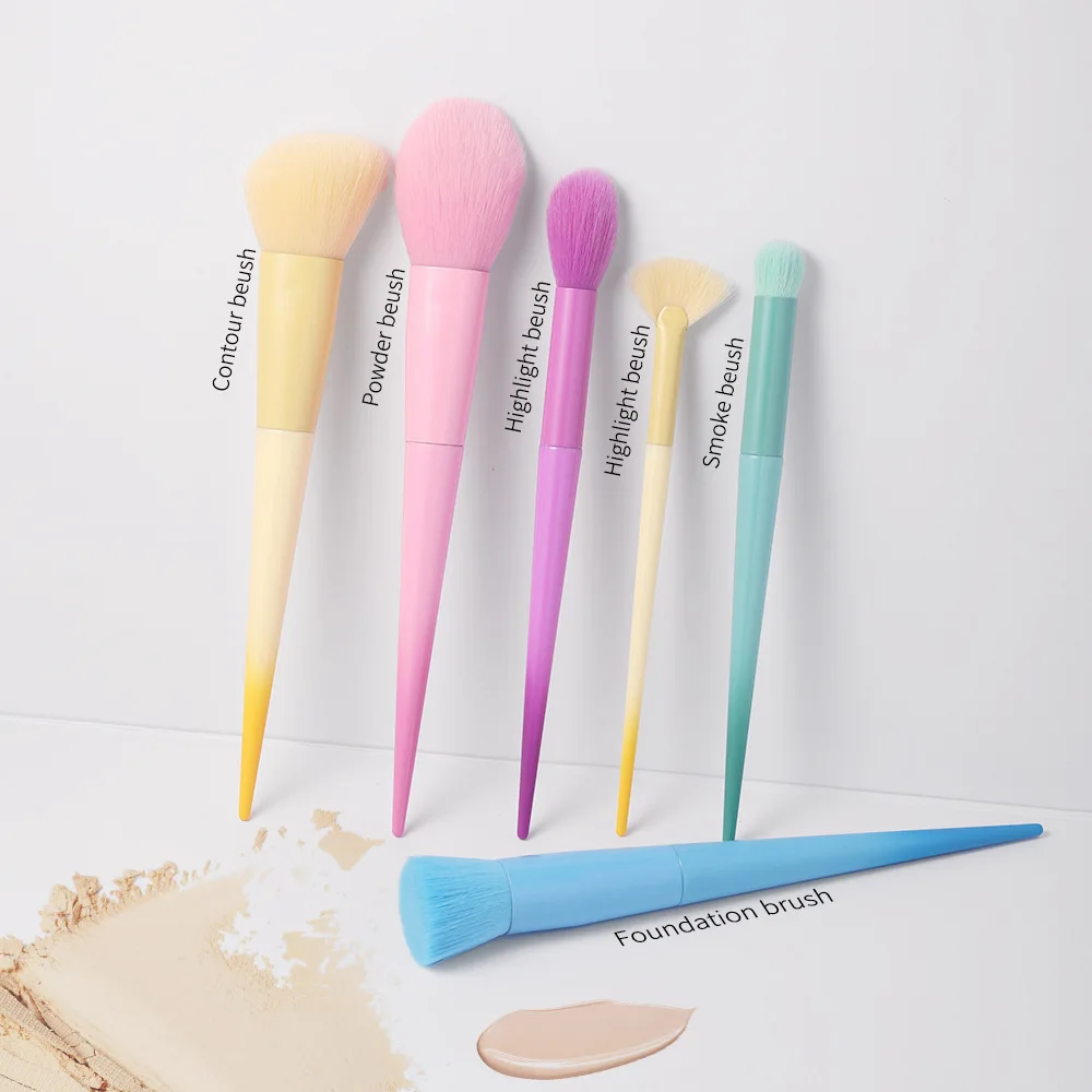 Kleurrijke make-upborstelset 17 stuks Lage Moq Op maat uw eigen merk Beauty Tools Cadeau voor meisjes Oogschaduw Wimperborstels 5 sets