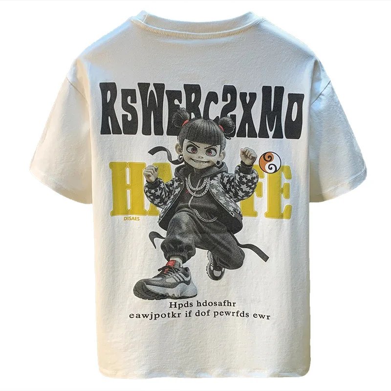 Fashionable printed short sleeved T-shirt for men in summer, high-end half sleeved clothes, loose trendy brand casual top