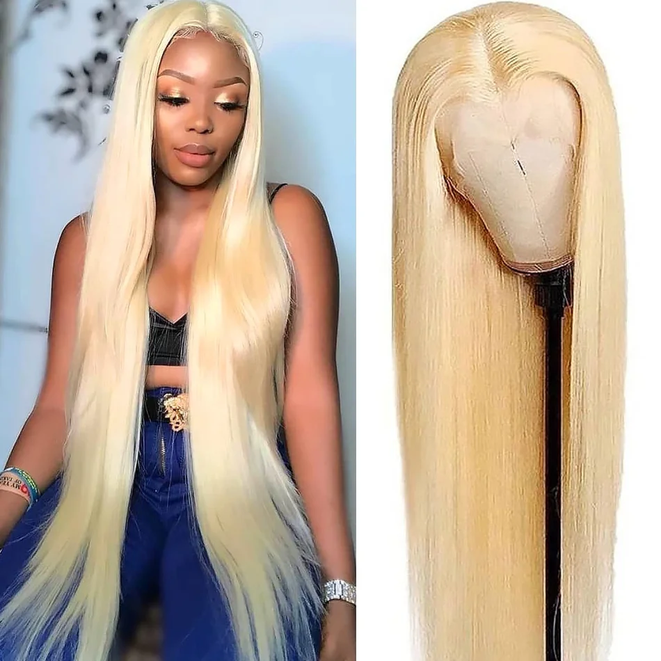 613 Ash Blonde 13x4 Lace Front Wigs Brazilian Straight 13X6 Hd Lace Wig 30 36 Inch Quality Pre Plucked Pre Colored For Women Wig With Baby Hair