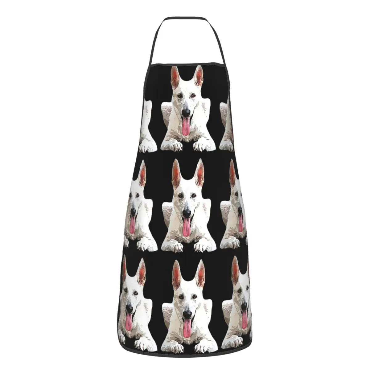 White Swiss Shepherd White German Shepherd Apron Chef Cooking Tablier Sleeveless Bib Kitchen Cleaning Pinafore for Women Men