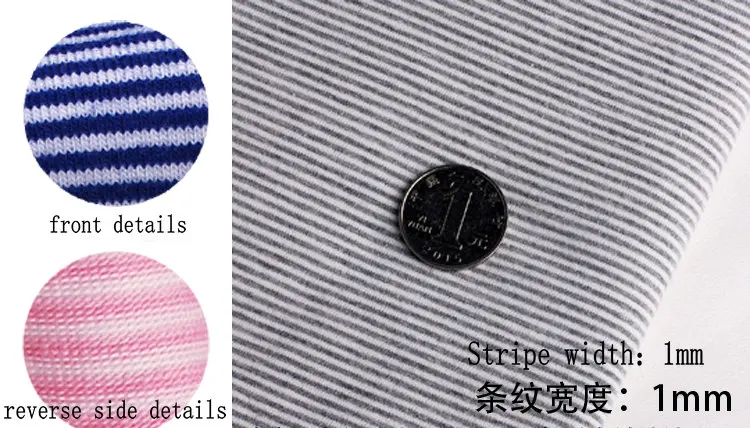 wide 1mm stripe 100% cotton knitting elastic fabric DIY sewing clothing cloth 165cm wide 100% tissu hometextile tela sewing