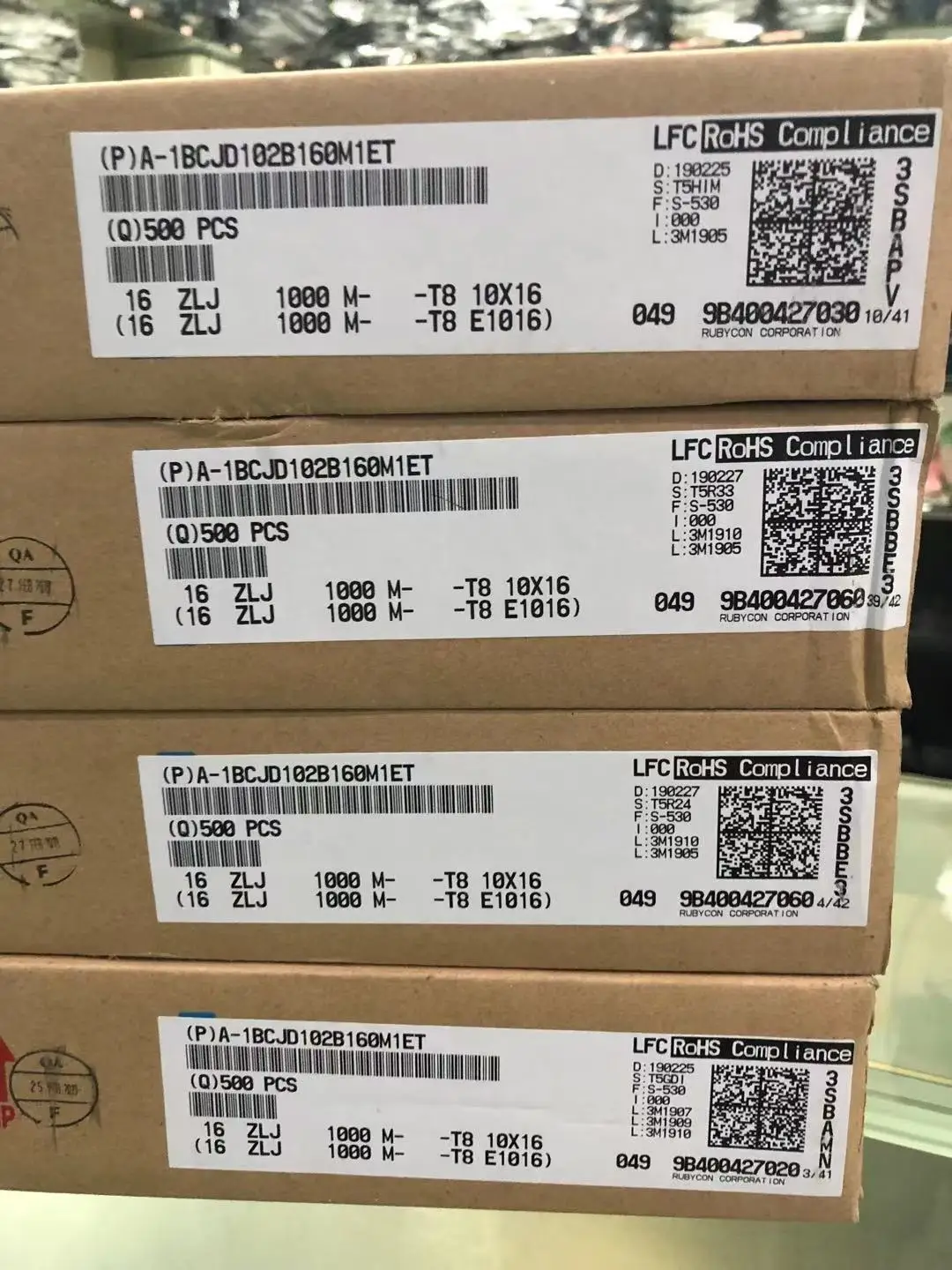 Bolsa Japão Rubycon Capacitor de Alta Frequência de Baixa Impedância, Série ZLJ, 16V, 1000UF, 10x16, 10Pcs