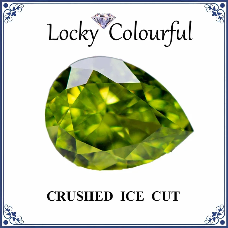 

Cubic Zirconia Crushed Ice Cut Pear Shape Apple Green Color Charms Beads for Jewelry Making Necklace Materials No Certificate