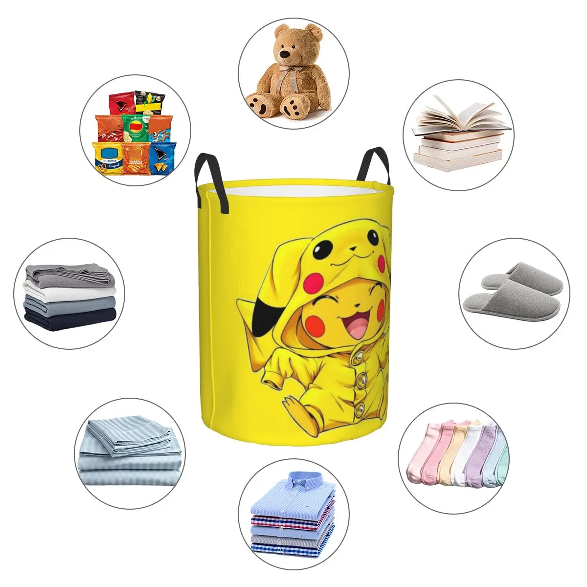 Custom P-Pikachus Flashing Laundry Basket Collapsible Large Clothing Storage Bin Baby Hamper - Image 5
