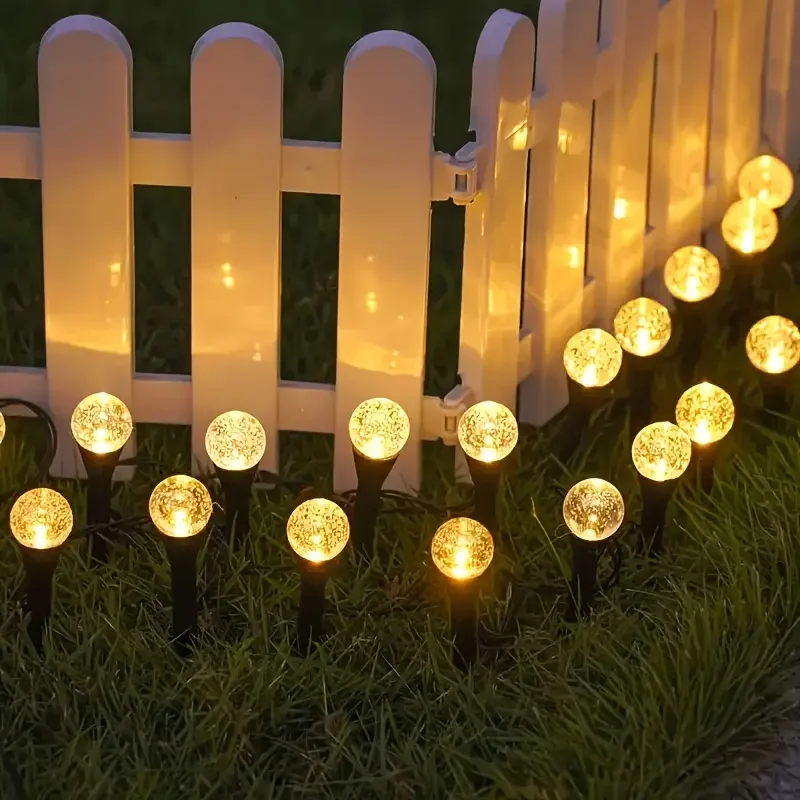 20 LED/30 LED 屋外バブルボール芝生ライト 8モード防水ソーラーパスウェイストリングライト パティオガーデン芝生キャンプ装飾用