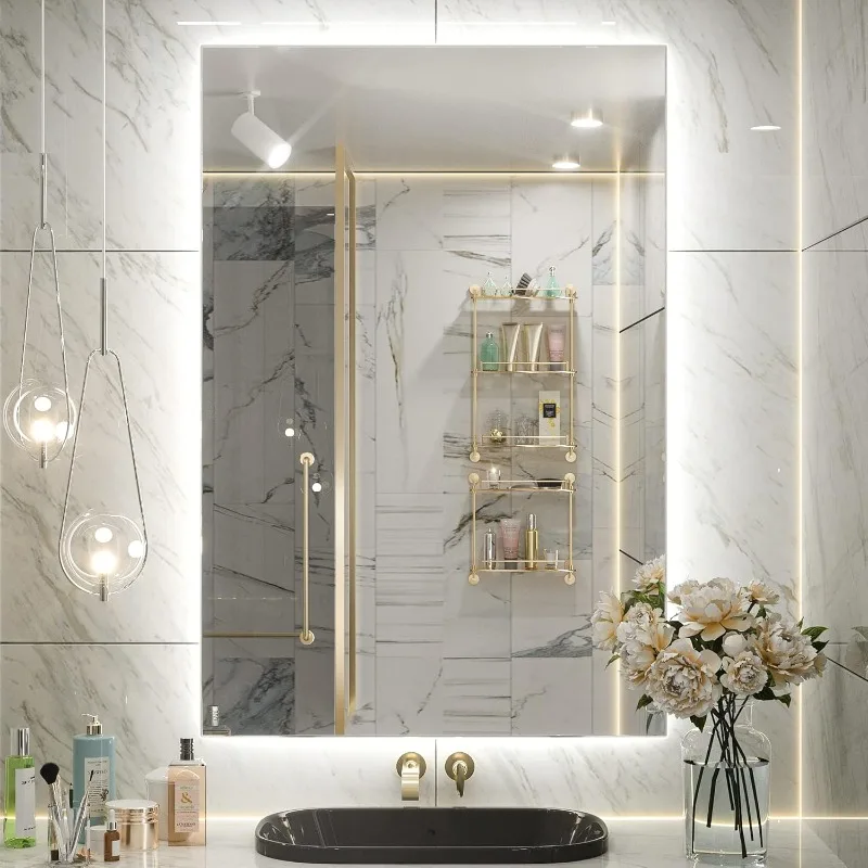 Bathroom Mirror with Lights 24 x 36 Inch, LED Mirror with Backlit,  IP44 Waterproof, CRI90+, HD Tempered Glass