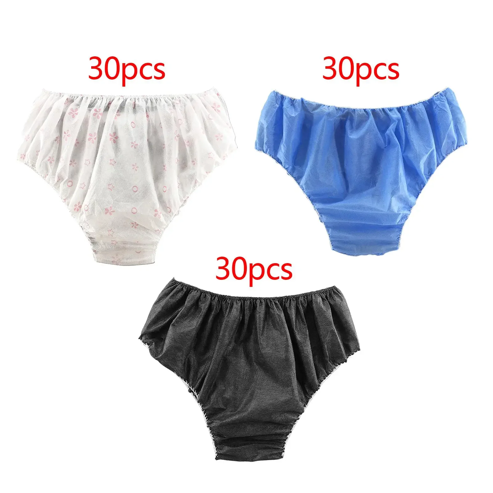 30pc Disposable Panties Hygienic Soft Non Woven Fabrics Bikini Panties Underwear for SPA Bathroom Supplies Travel Women & Men