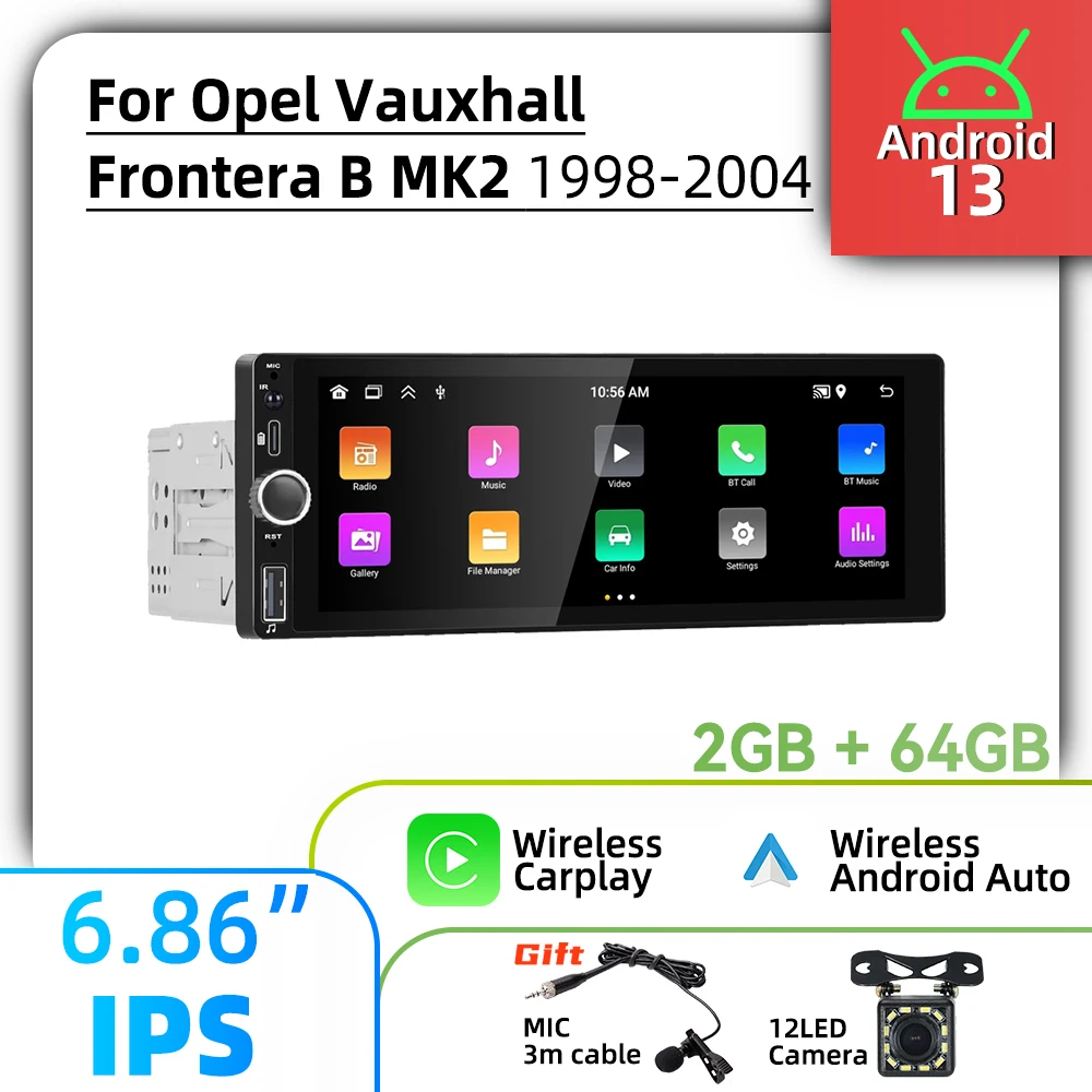 

Для Opel Vauxhall Frontera B MK2 1998-2004 1 Din автомобильный радиоприемник Android 6,86 "экран стерео Carplay Android Auto мультимедийный головное устройство