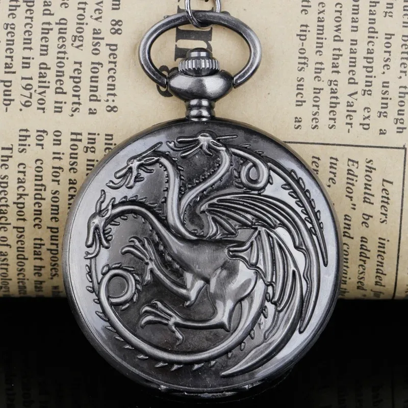 クラシックナインドラゴンエンボス加工 Gnale テーマ懐中時計ヴィンテージアクセサリーチェーンネックレス時計クォーツ懐中時計お土産ギフト