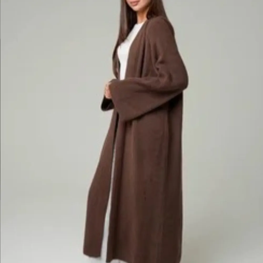 Knitted Fabric Women Long Cardigan Side Slits Wide Sleeves Coat Open Front Loose Fit Knitted Sweater Jacket Streetwear