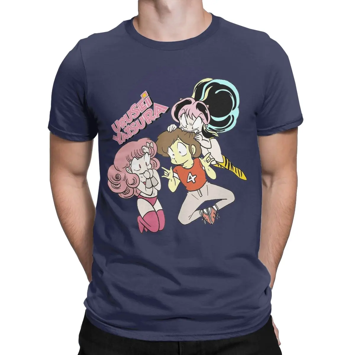 LUM X RAN X ATARU Urusei Yatsura T-Shirts for Men Anime Awesome Cotton Tees Round Neck Short Sleeve T Shirt New Arrival Tops