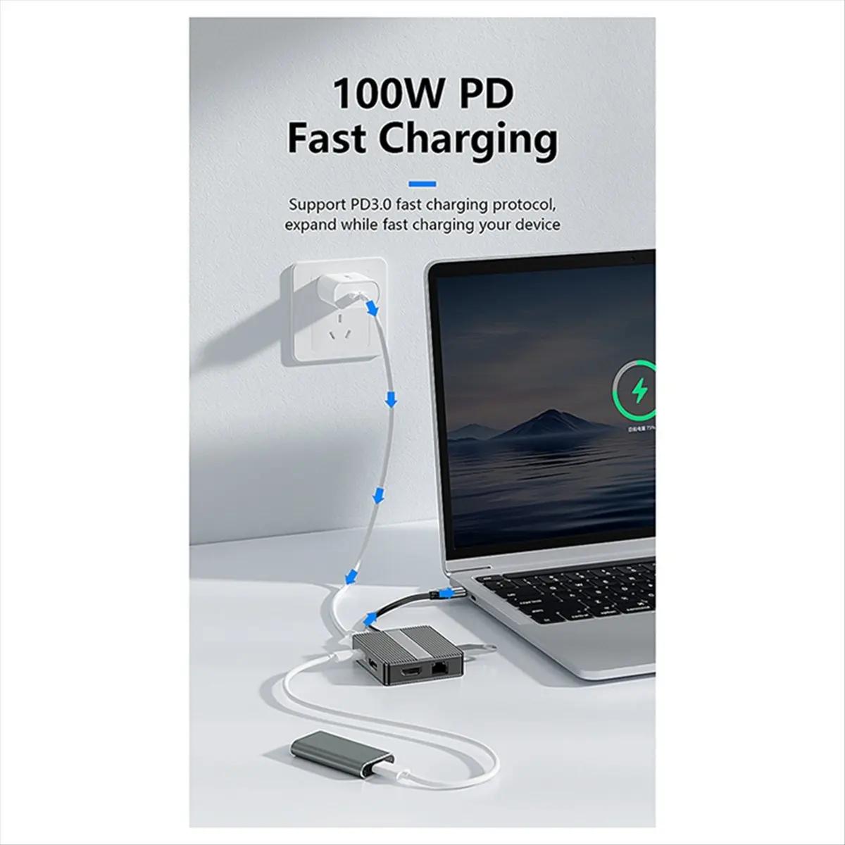 【~ New A88T】USB C Hub USB3.2 Adapter Type C Hub Laptop Docking Station with 4K 60Hz Dual HDTV RJ45 Ethernet PD Fast Charging B