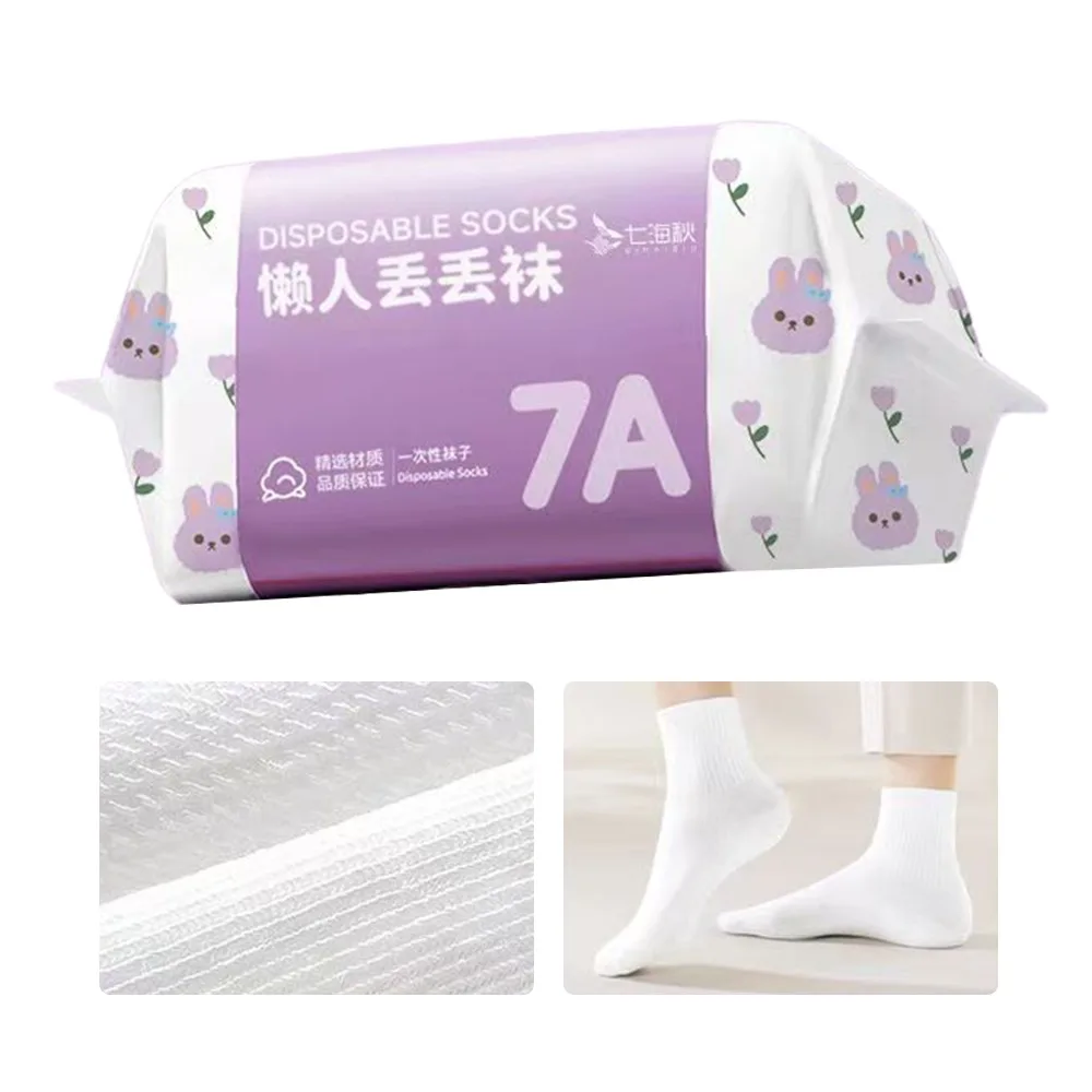 

35-43 Disposable Socks White Black Sweat Absorption Disposable Stocking Polyester Soft Travel Supplies Socks Unisex