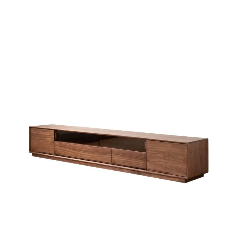 

North American black walnut TV cabinet, Nordic solid wood living room floor cabinet storage locker, modern simple drawer cabinet