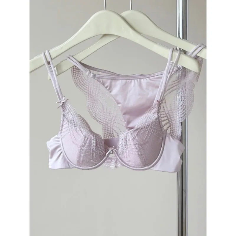 Conjunto de Sujetador de Copa Media para Mujer, Aro Delgado Suave, Levantamiento para Busto Pequeño, Soporte Lateral Anticaída, Lencería 32-38