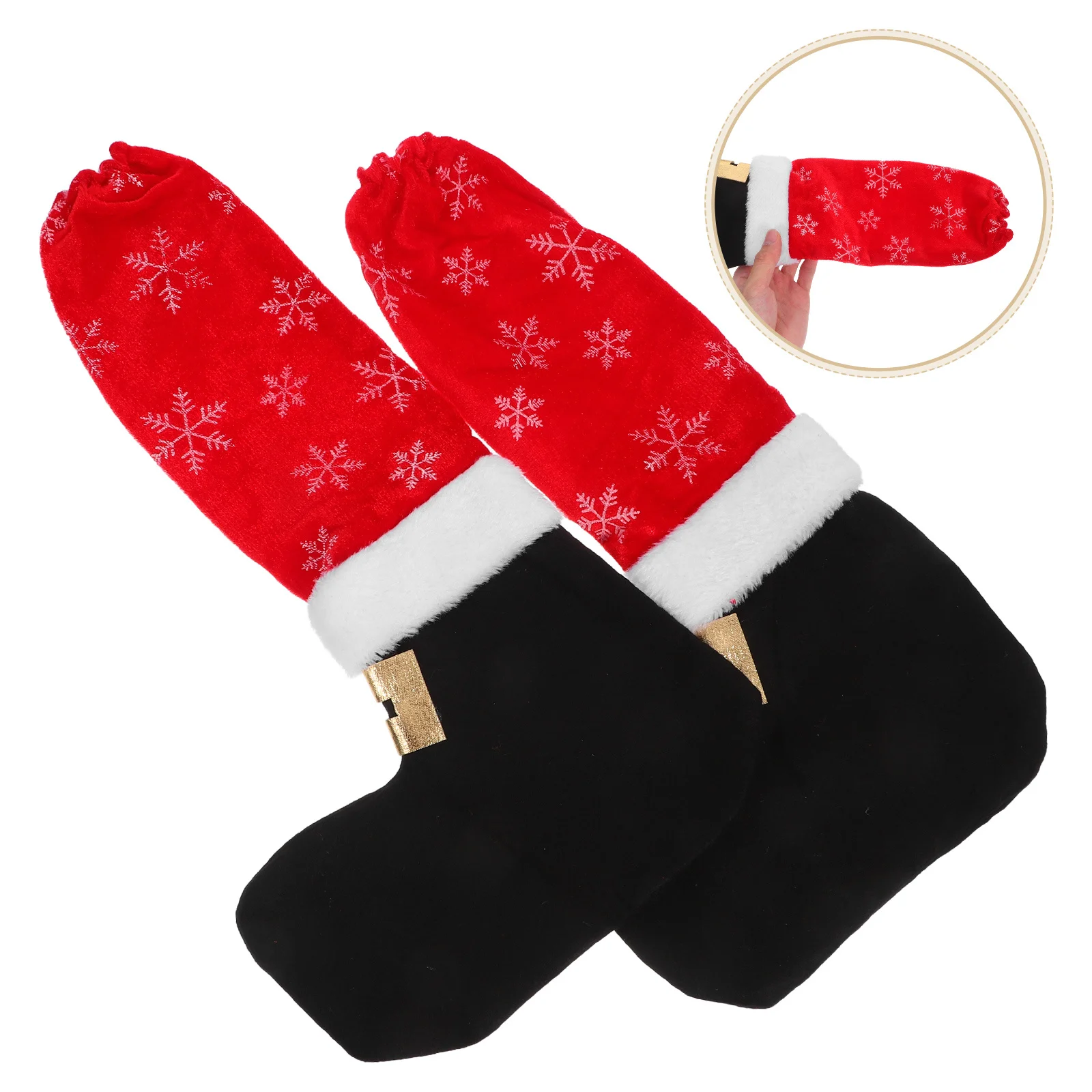 

2Pcs Christmas Chair Leg Covers Xmas Furniture Socks Non-Slip Santa Claus Table Socks for Holiday Kitchen Dining Room Party