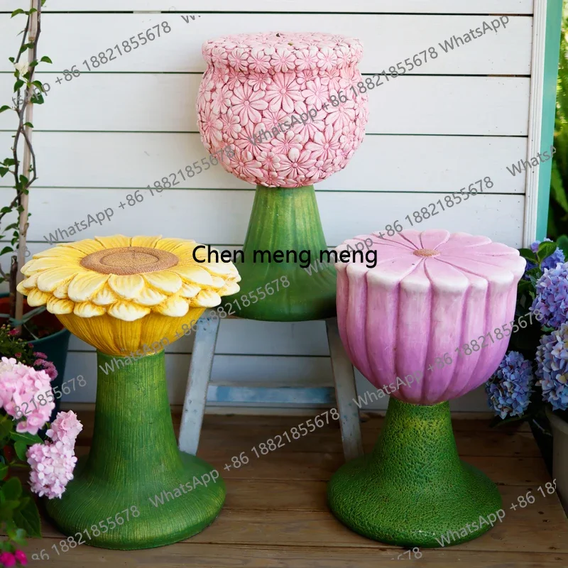 Garden flower pot base creative decorative ornament outdoor garden balcony flower stand small stool chair