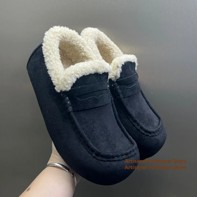Black Suede Slip-On Snow Boots Men's Loafers Indoor/outdoor Anti-Slip Casual Outdoor Snow Boots for Men Winter Men's Boots