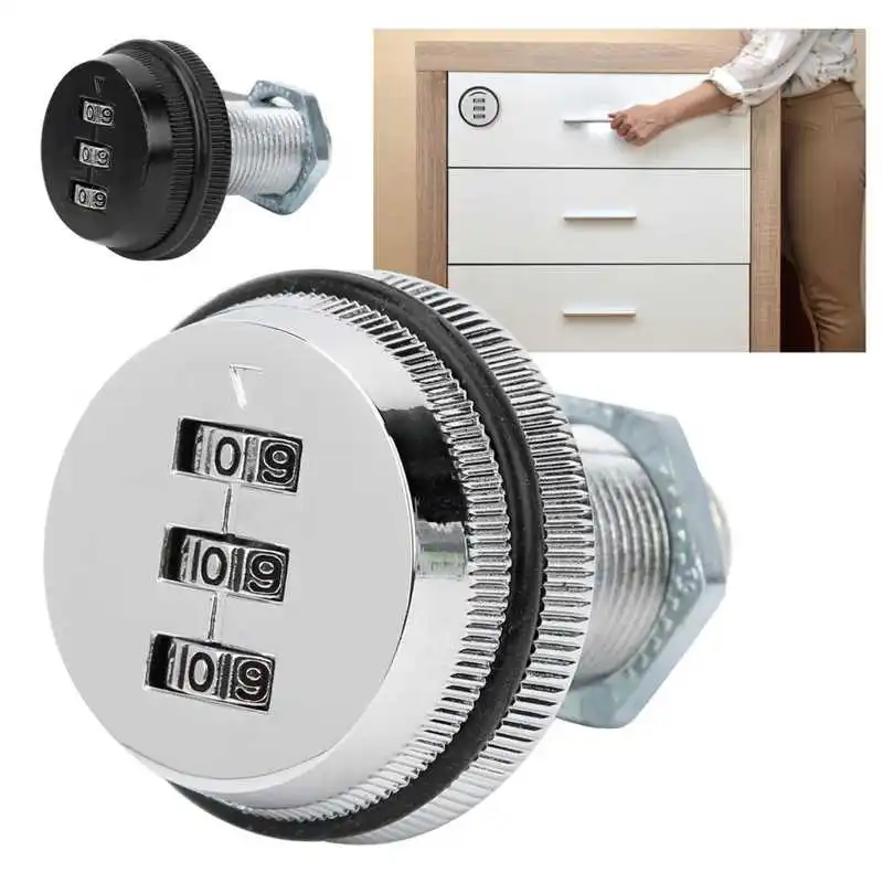 Cerradura de gabinete de combinación de 3 dígitos, candados de contraseña de aleación de Zinc, suministros de seguridad para el hogar para cajones
