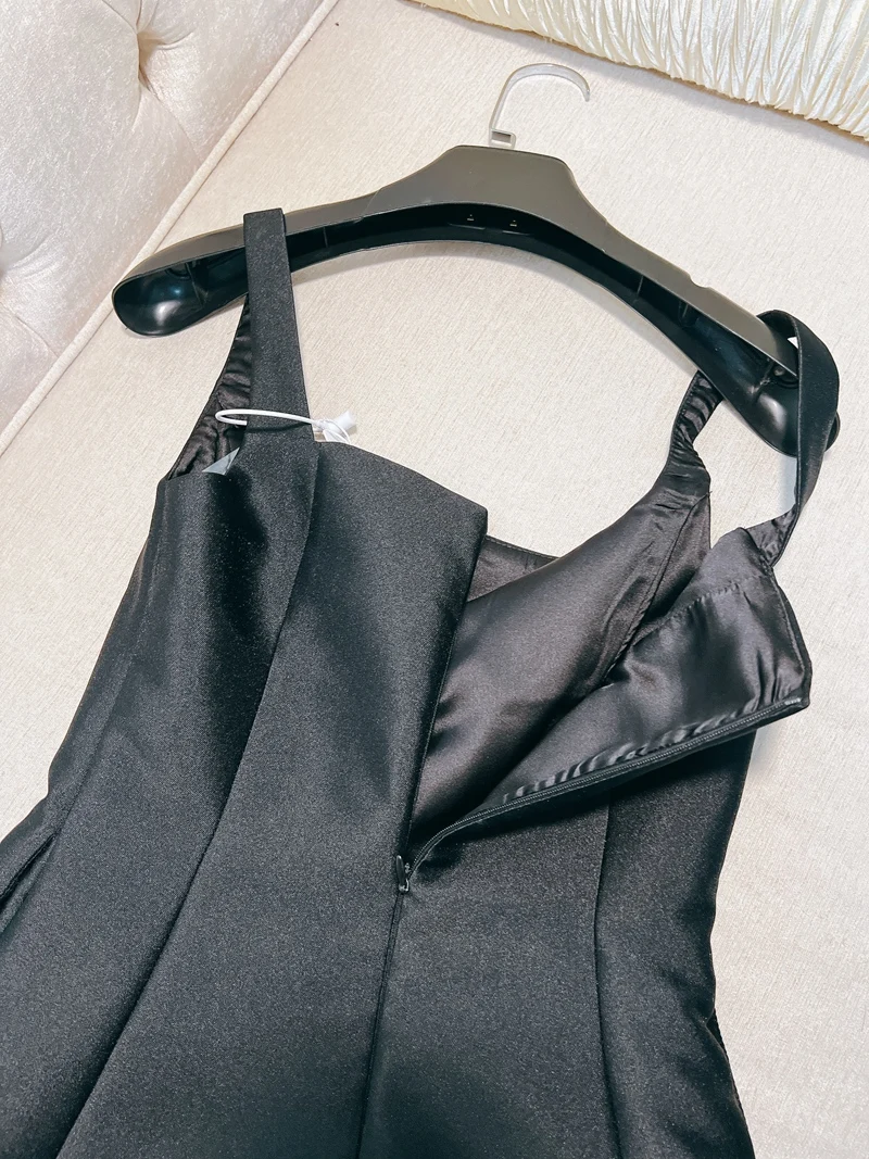 Sukienka Hebe Sle z wysokim stanem, satynowa, kopertowa, wyszczuplająca, długa, w kształcie litery A, idealna dla młodych kobiet, do noszenia na co dzień.