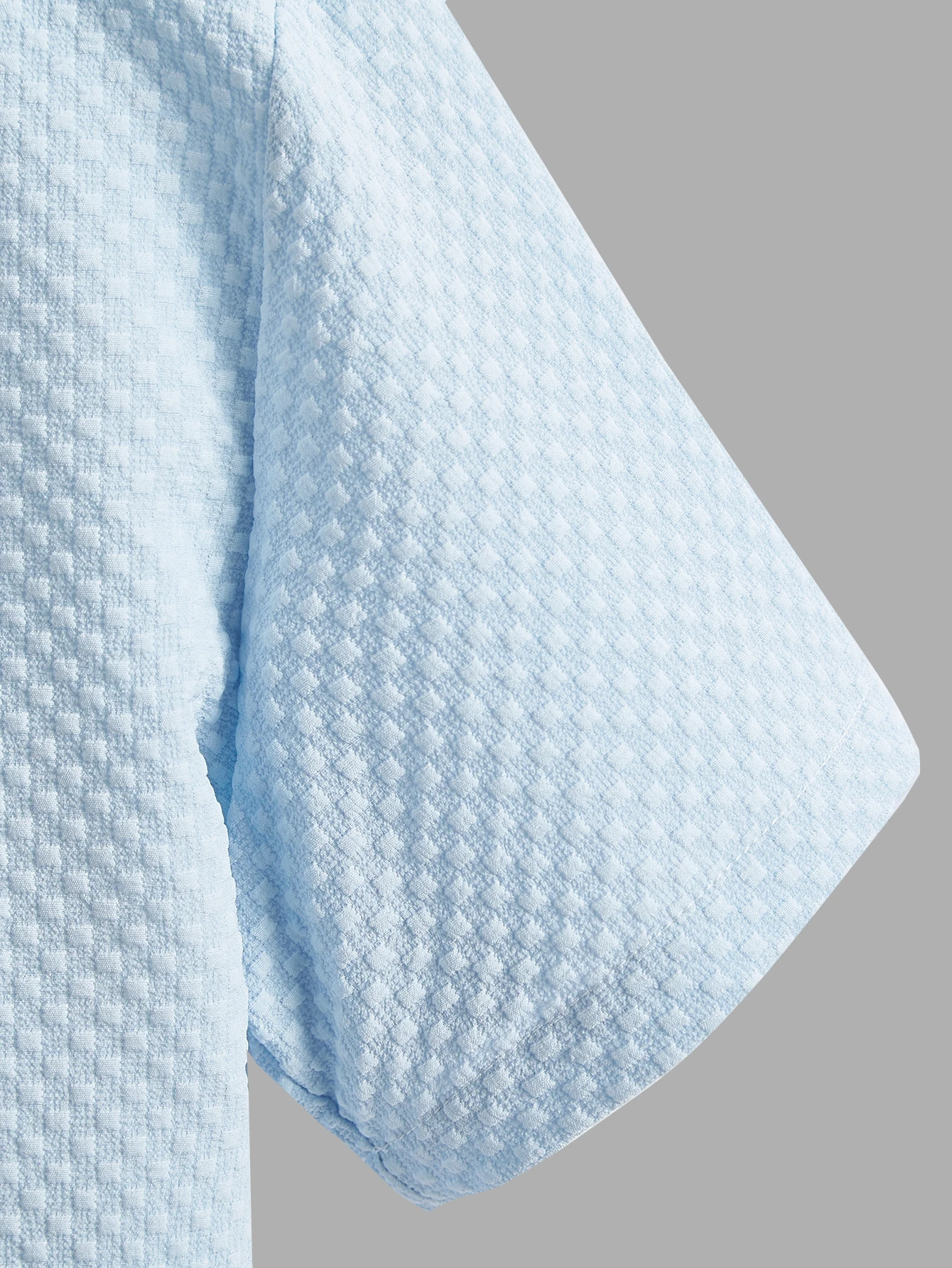 قميص ملمس بياقة قائمة للرجال ، قمصان بأكمام قصيرة ، أزرار لأسفل ، كلاسيكي ، كاجوال ، بلون واحد ، قمم فاخرة ، ملابس صيفية #5