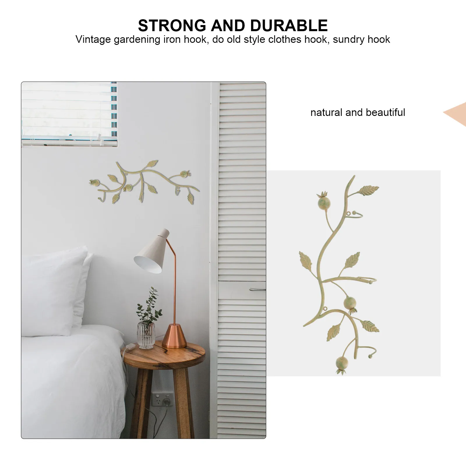 1Pcs Iron Hanging Hook Rustic Tree Leaves Wall Mounted Hat Coat Towel Hanger Vintage Decorative Strong Storage Organizer view 6