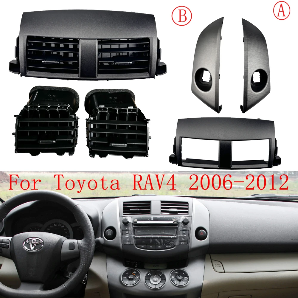 

HUIYAN For Toyota RAV4 2006 2007 2008 2009 2010 2011 Center Dash A/C Outlet Air Vent Panel Cover 55412-42060-B0 55413-42070-B0