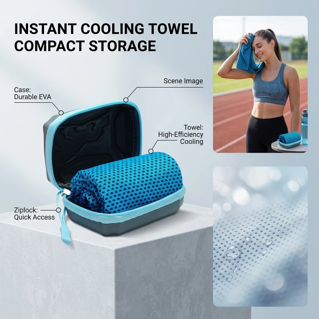 Portable Cooling Ice Towel with Sweat Absorption Quick-Dry Feature for Sports And Fitness Activities