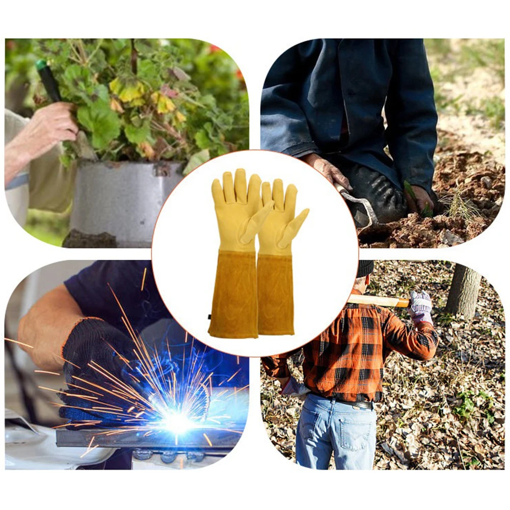 

1 Pair Long Thorn Proof Gardening Gloves Breathable Leather Floral Gauntlet Labor Protection Long Elbow Gloves for Women Men