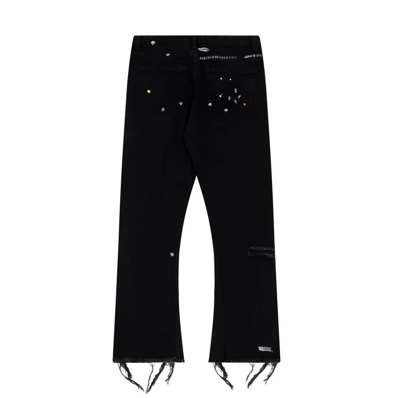 Street Fashion Women's Jeans Retro Splash-Ink Straight Pants Slim-Fit Women's Pants