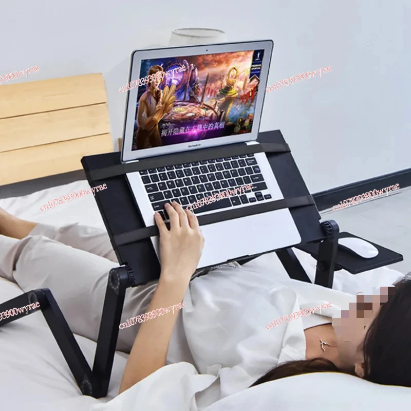 Folding Laptop Table for Bed Office Lazy Computer Desk with Telescopic Mobile Stand Ideal for Students Lying Flat