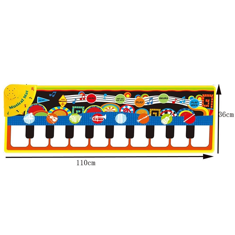 Imagem -06 - Bebê Piano Jogar Esteiras Música Toque Tapete Jogo Eletrônico Musical Esteira Brinquedos Educativos Presente para Crianças 110x36cm