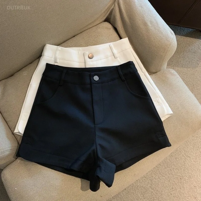 Hot Sexy Shorts Mujer Solid Spring Summer Casual High Waist Women Shorts Korean Fashion Simple Basics Pantalones Cortos