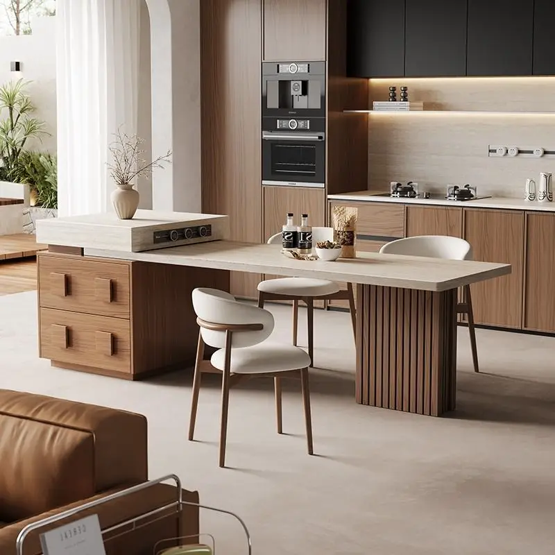 Scandinavian Style Multi-functional Artificial Marble Sintered Kitchen Island Dining Table Slab Countertop Apartment Bar Counter