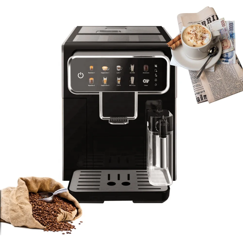 Super fully automatic professional commercial espresso coffee machine with grinder milk frother