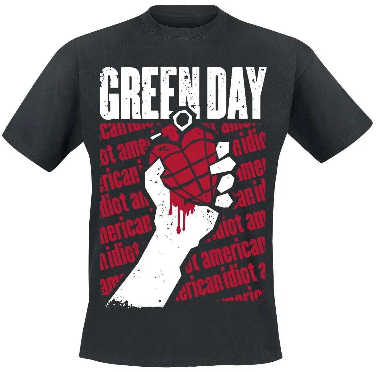 Green Day American Idiot Heart Grenade Print T-Shirt für Männer und Frauen, Punk-Rock-Band, Unisex Kurzarm-Shirt – Detail 3